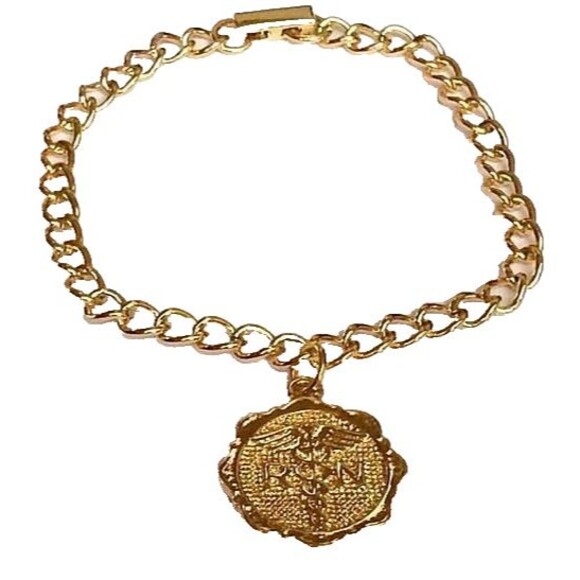 Gold RN Nursing Caduceus Charm Bracelet Nurse Graduation Gift Plated USA Seller - Picture 5 of 9